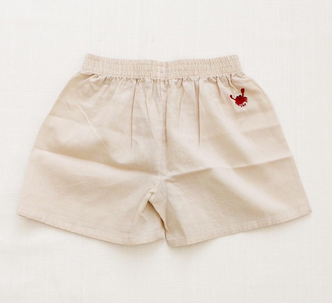 Woven Trackies | Sand W/ Crab Embroidery