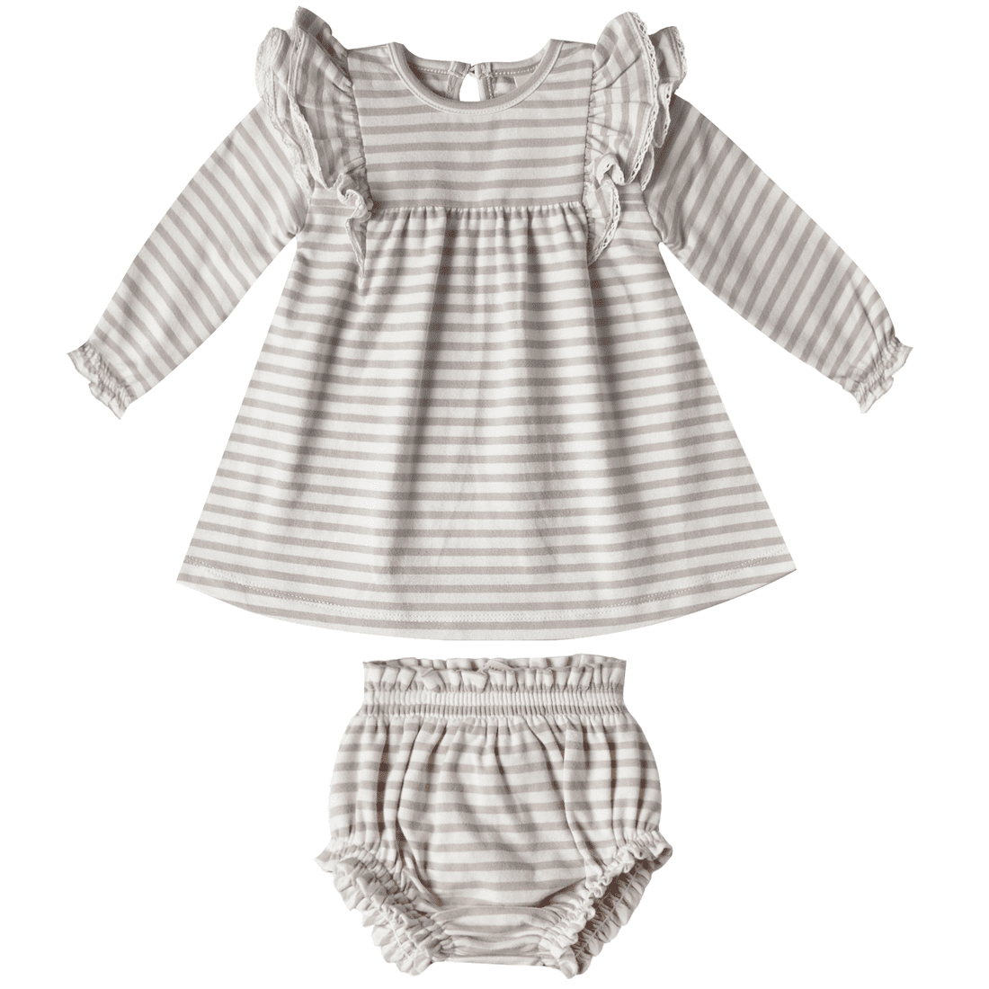 Flutter Dress & Gathered Bloomer | Fog Stripe