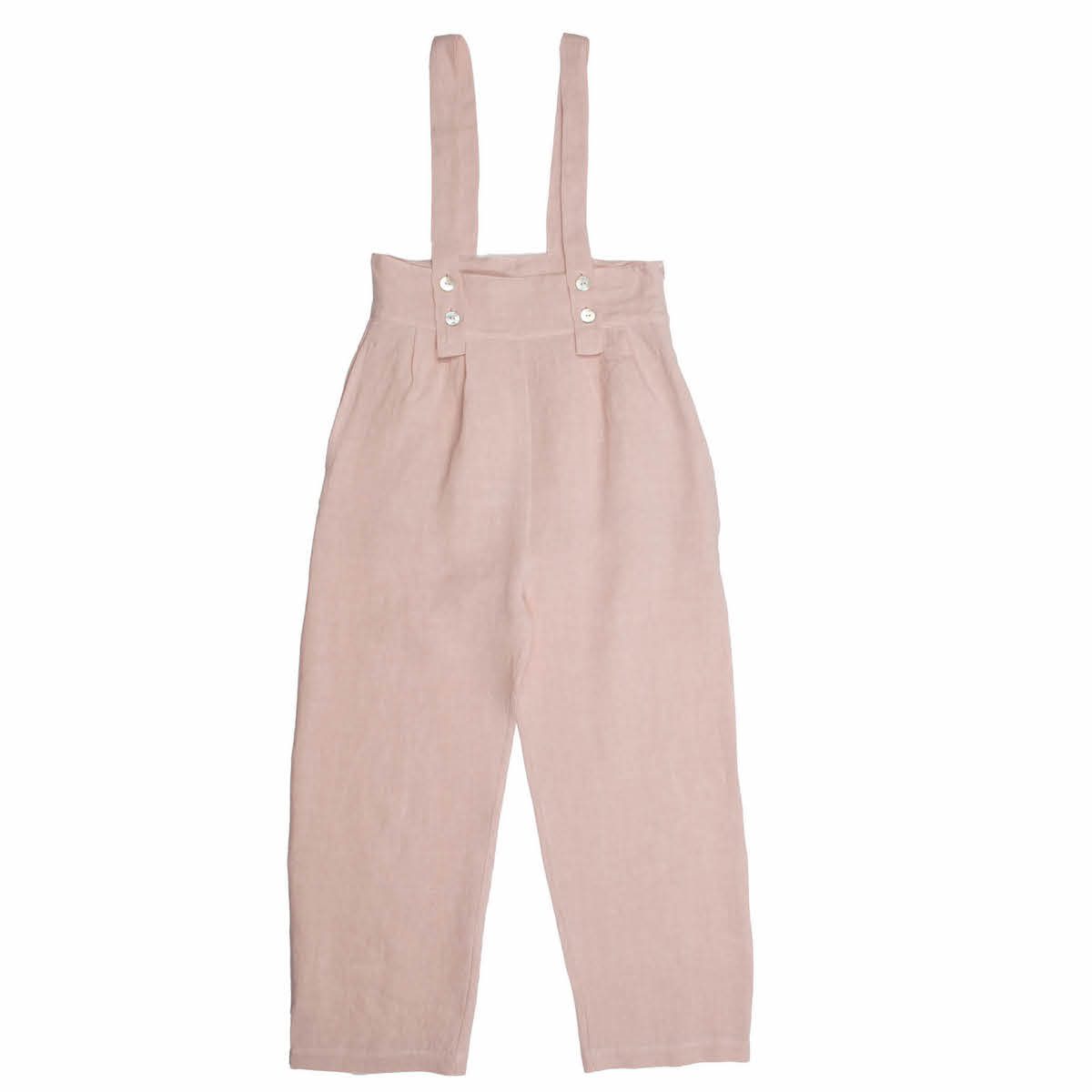 Linen Girl Pants Peach White