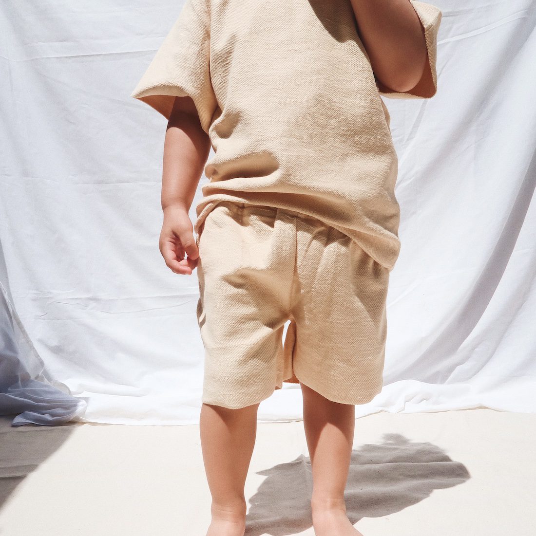 French Terry Longline Tee & Shorts | Sand