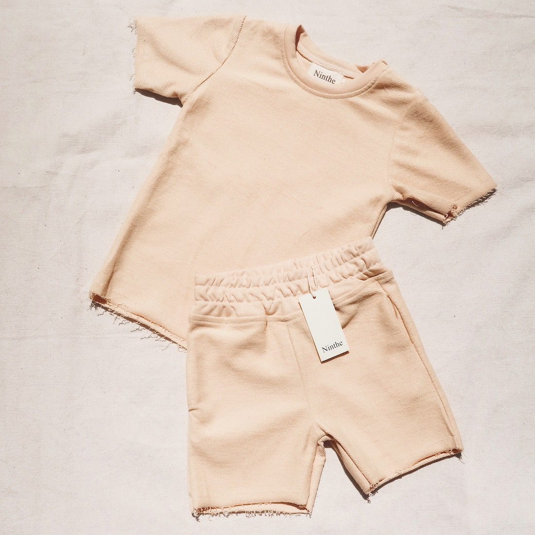 French Terry Longline Tee & Shorts | Sand