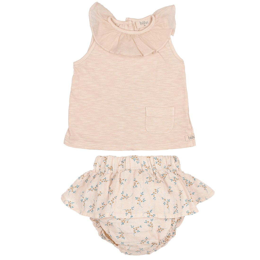 Frill Collar Top & Baby Skirt Culotte | Rose