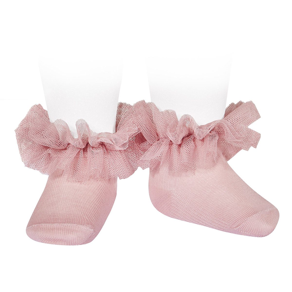 2488/4 Frill Tulle Ankle Socks | Pale Pink (526)