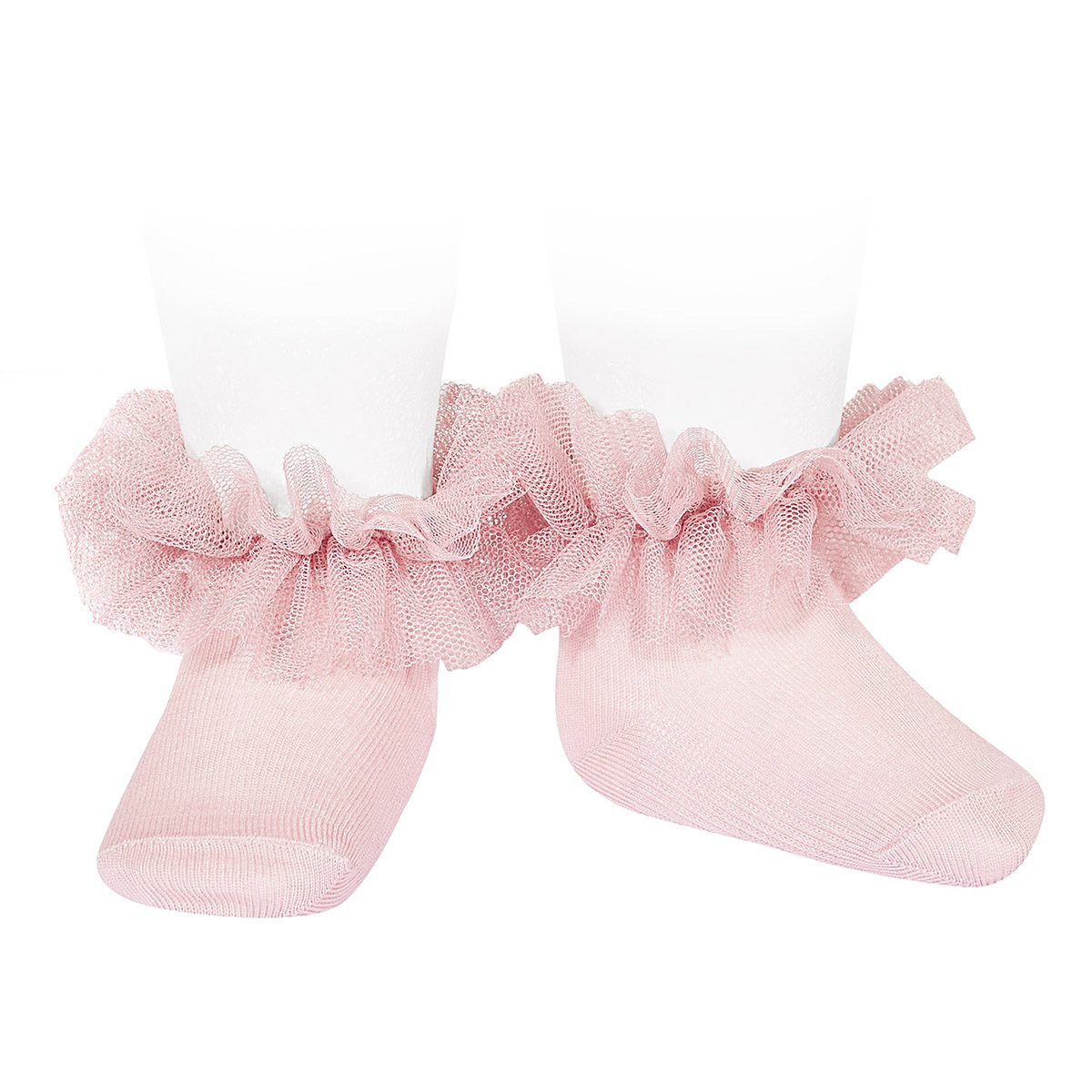 2488/4 Frill Tulle Ankle Socks | Pink (500)