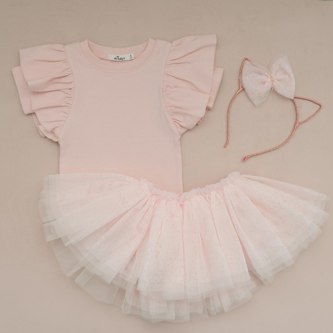 Frill Tutu Pale Pink/Gold Over Cream