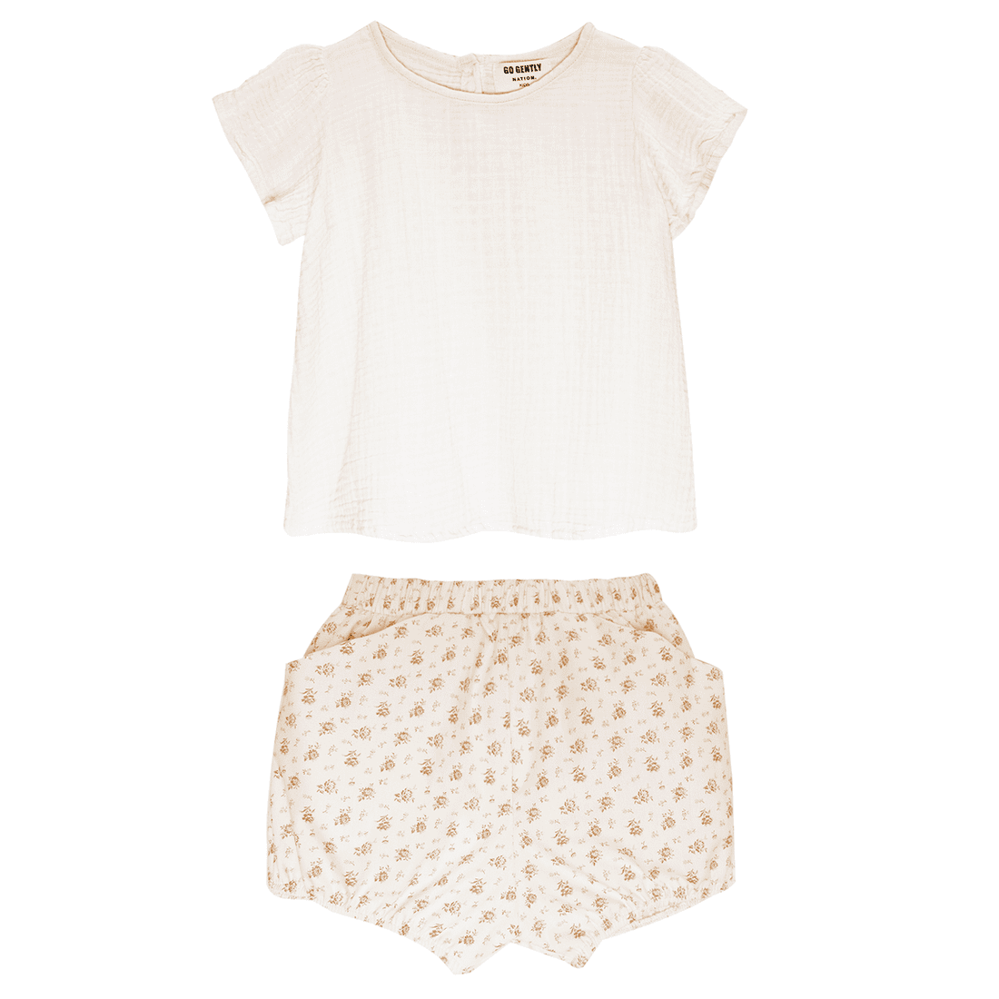 Gauze Flutter Blouse & Woven Short