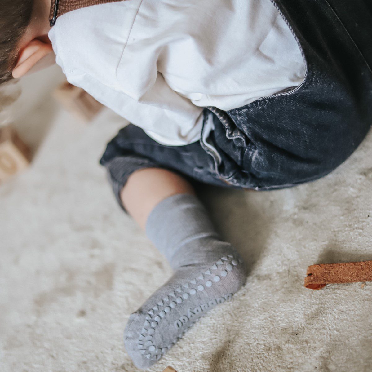 Bamboo Non-Slip Socks | Grey Melange