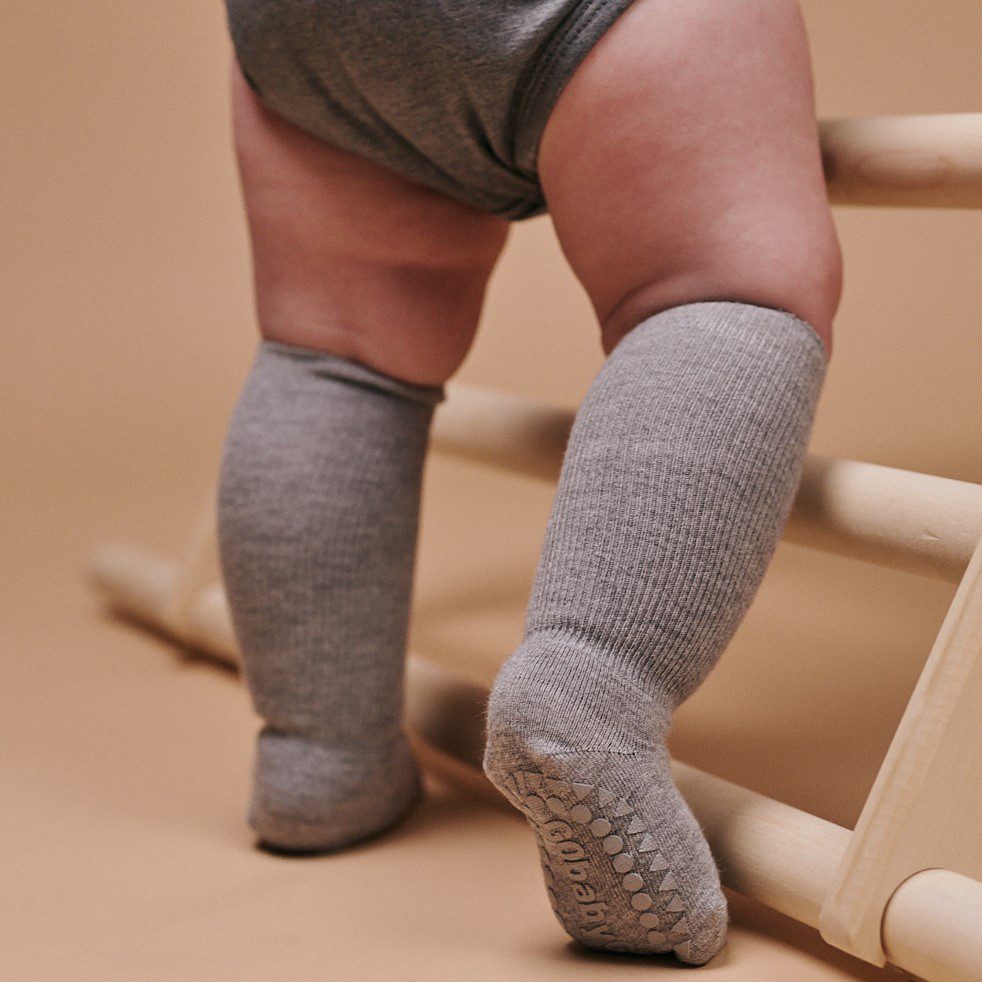 Bamboo Non-Slip Socks | Grey Melange