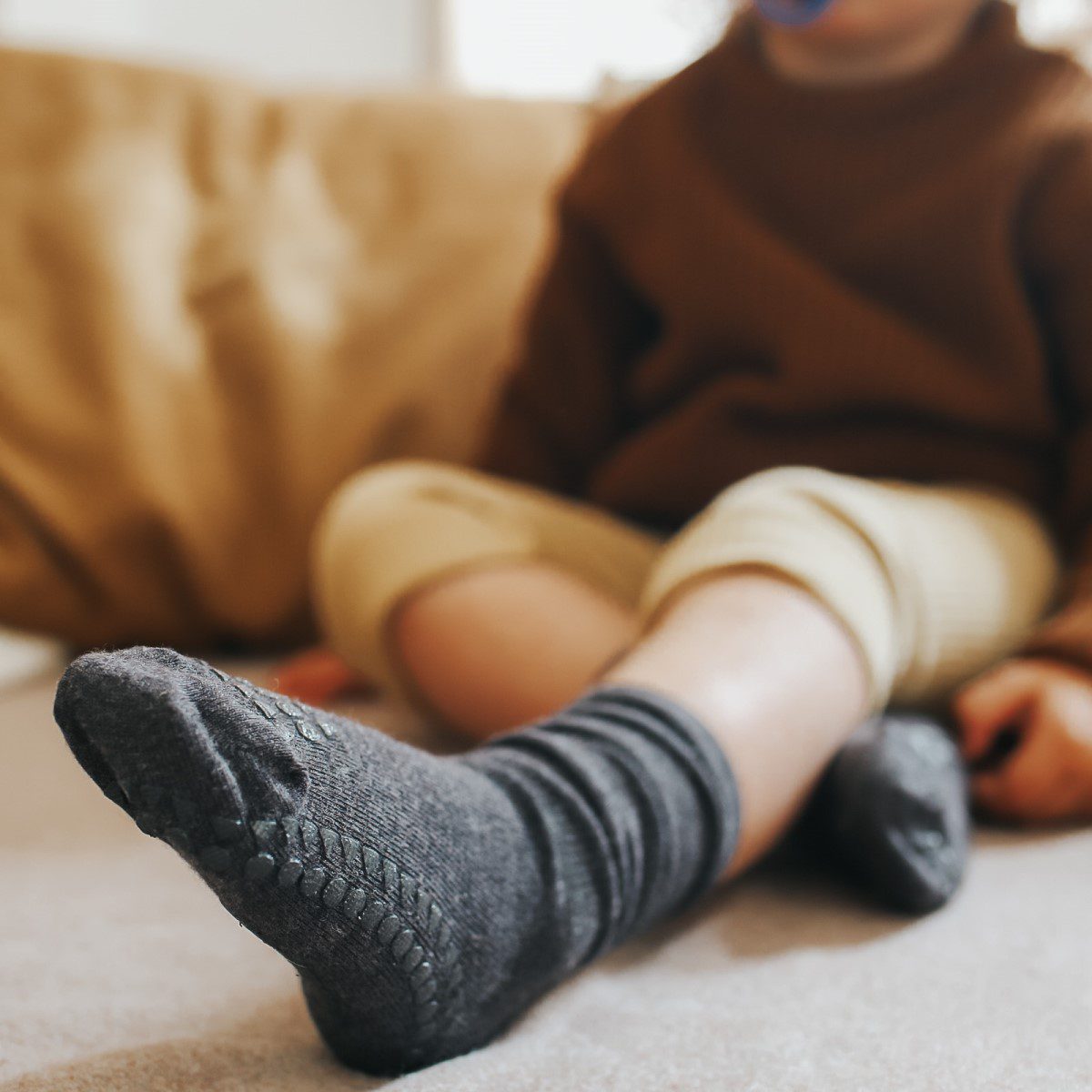Bamboo Non-Slip Socks | Dark Grey Melange