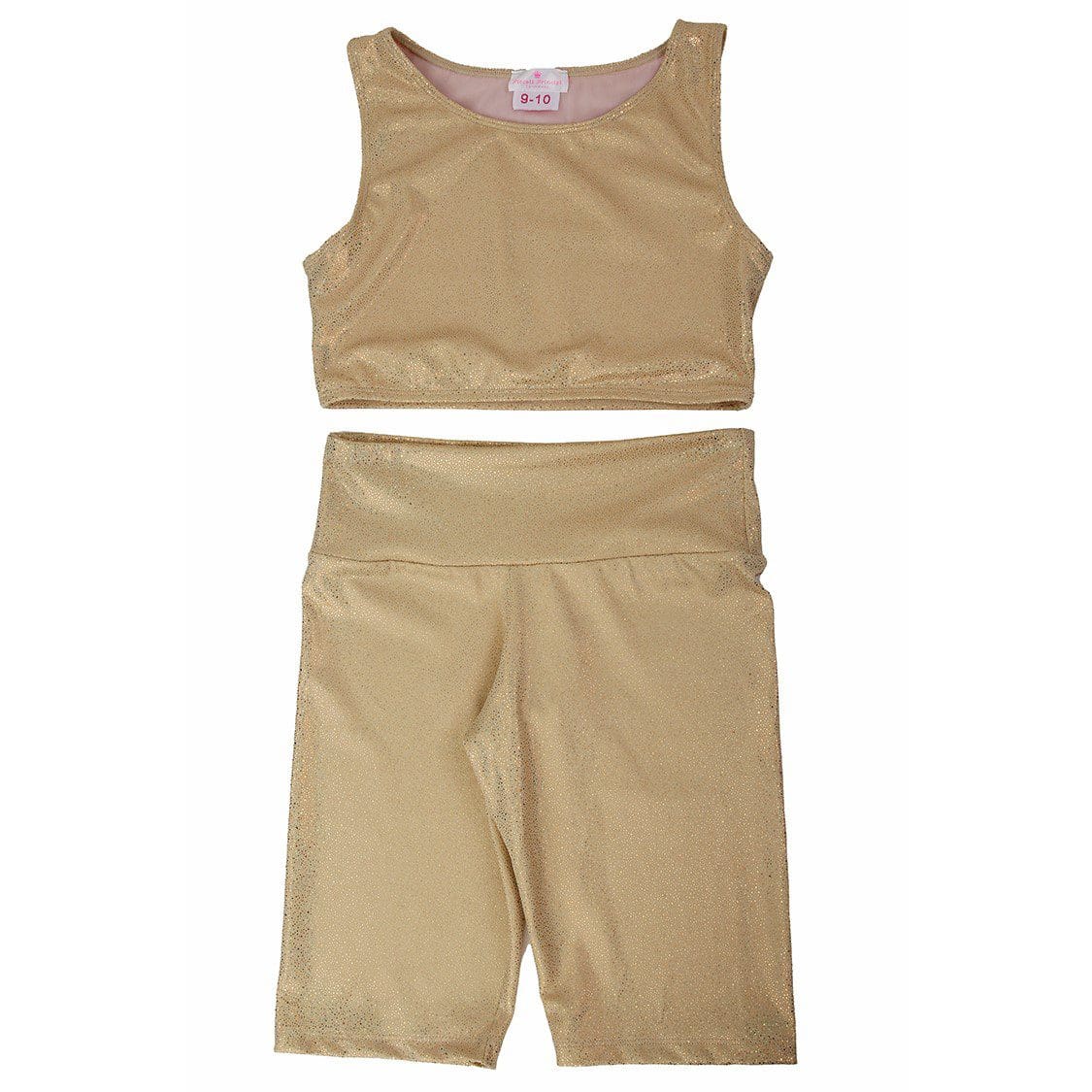 Biker Shorts & Top | Gold Glitter