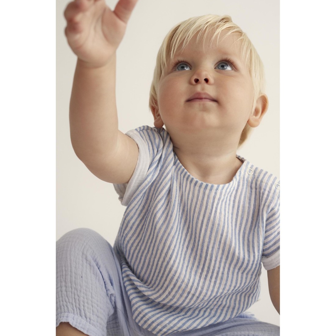 Hannes Striped Gauze Top & Mario Soft Gauze Pants  | Blue