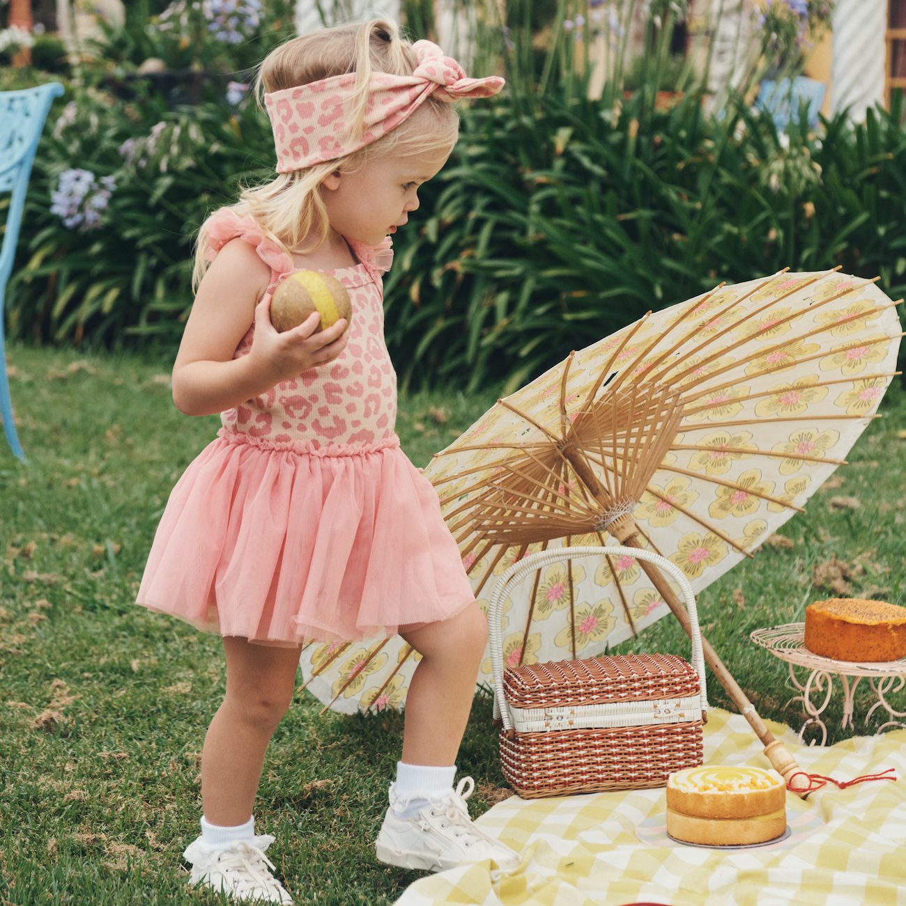 Peach Hux Frill Rib Ballet Onesie