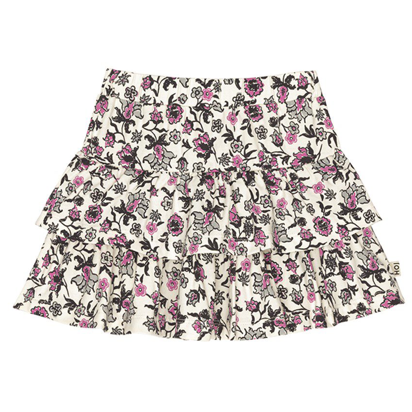 Ruffled Tee & Ruffled Skirt | Cream/Very Berry Flowers