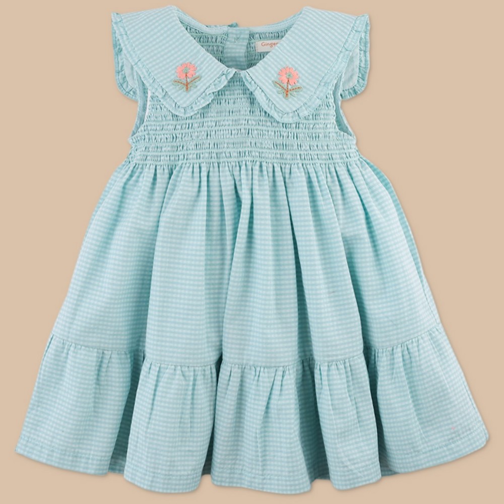 Baby Celeste Dress W/ Embroidered Collar