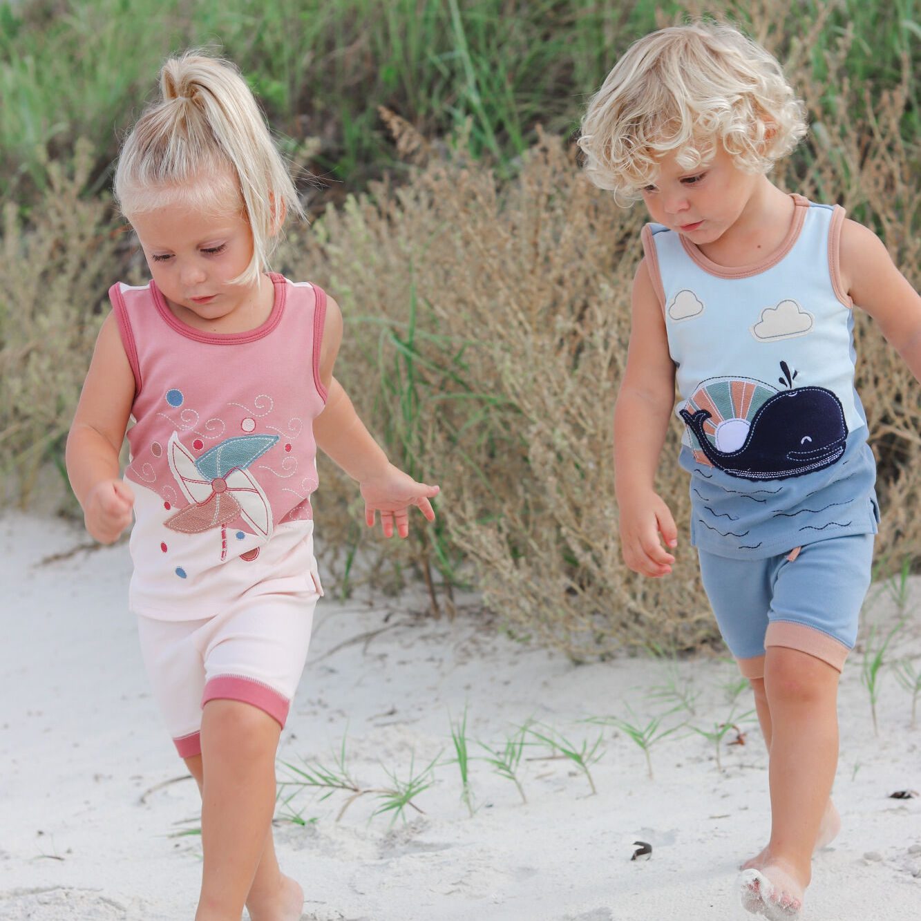 Appliqué Tank & Bike Short Set | Pinwheel