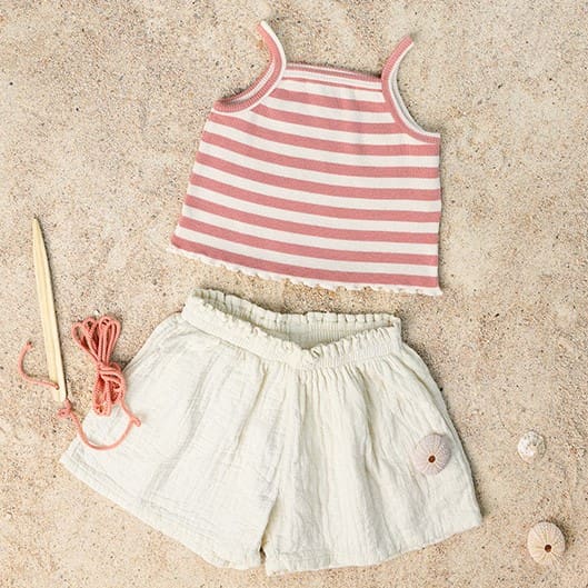 Striped Rib Top & Woven Shorts