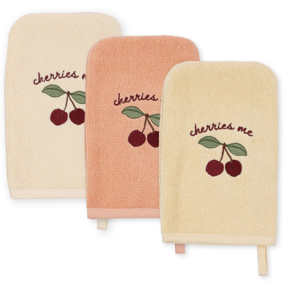 3 Pack Washcloth Embroidery  | Cherry
