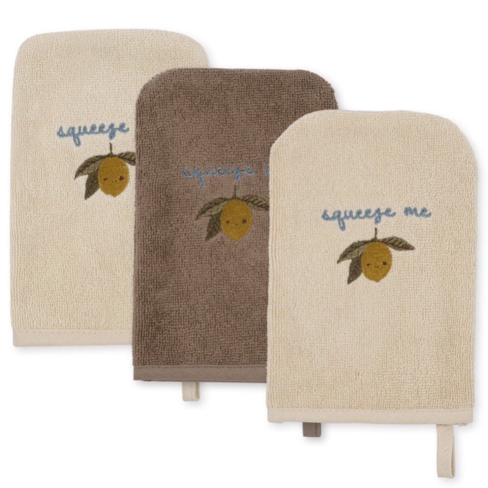 3 Pack Washcloth Embroidery  | Lemon