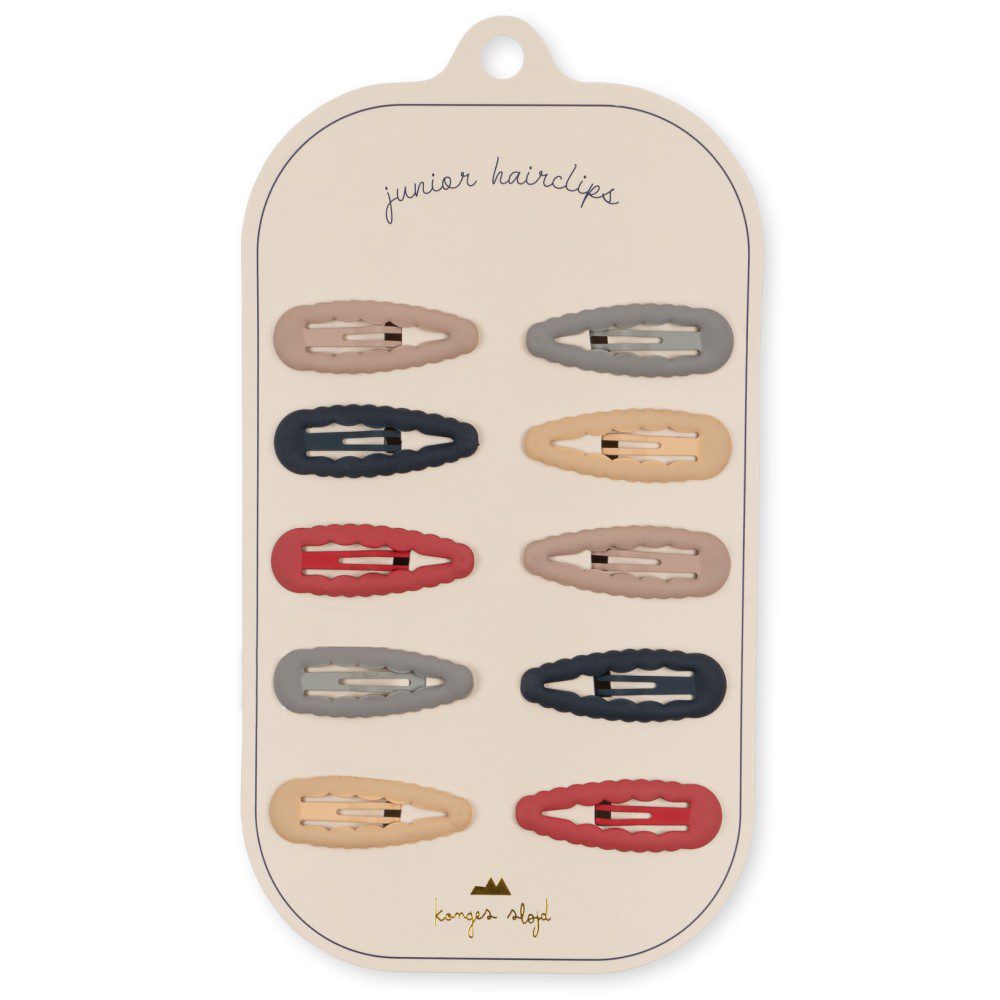 10 Pack Junior Scallop Hair Clips | Flame Scarlet