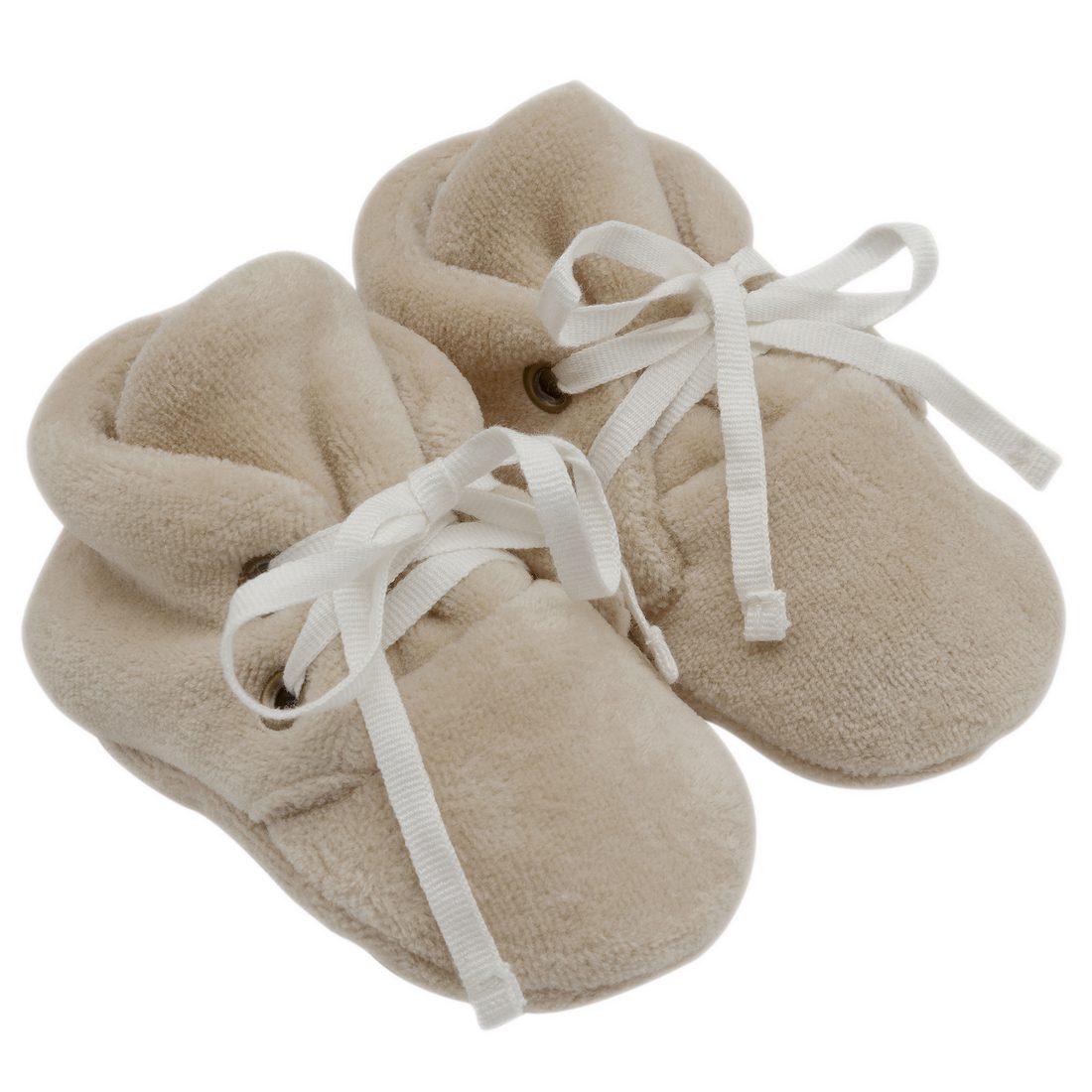 Velour Baby Booties | Almond