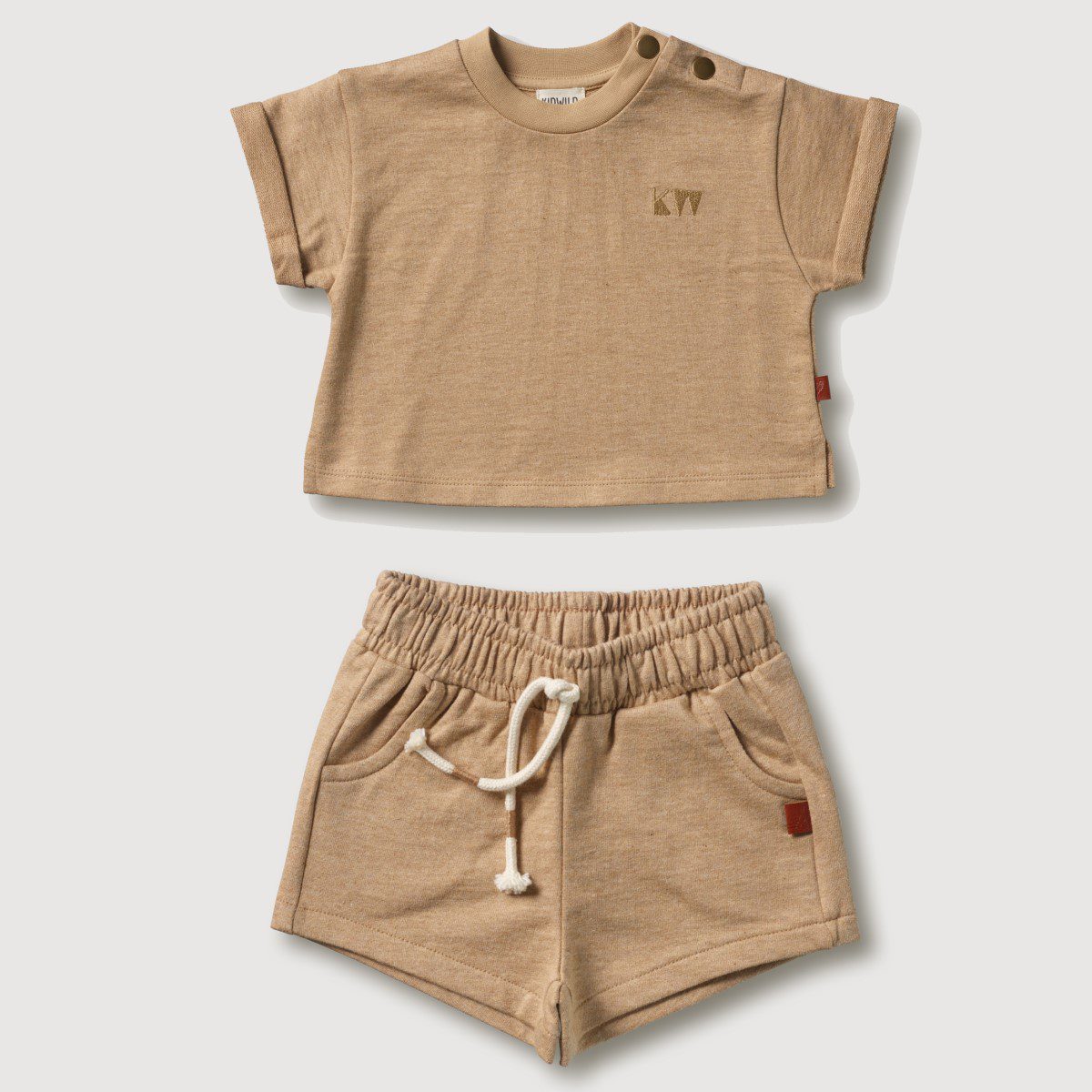 Organic Boxy Tee & Shorts | Almond Melange