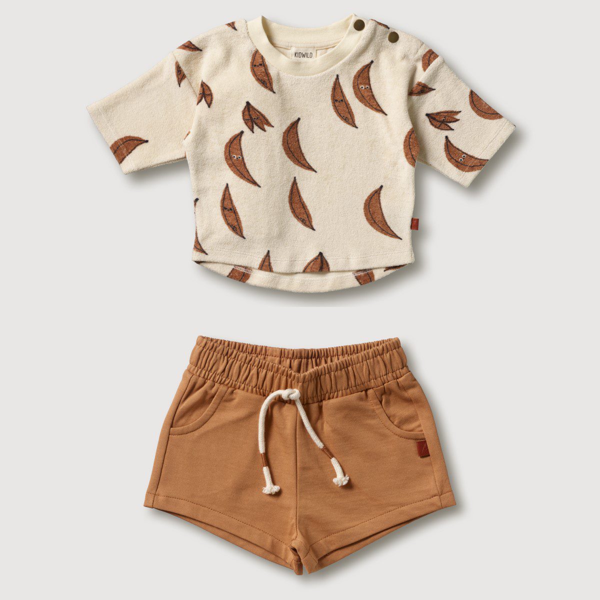 Organic Boxy Sweatshirt & Shorts | Banana AOP/Fawn