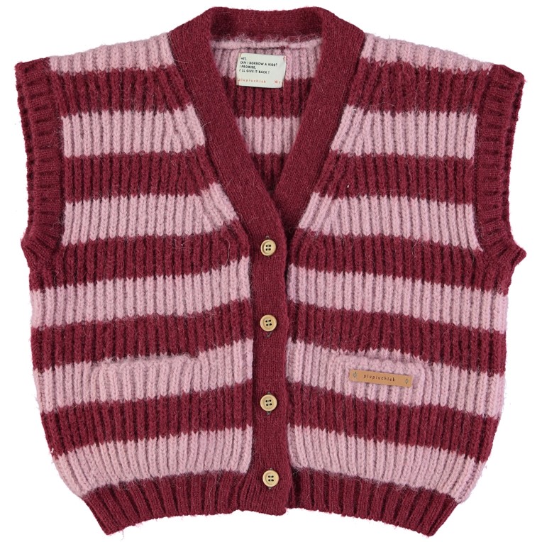 Knitted Waistcoat | Pink & Strawberry Stripes