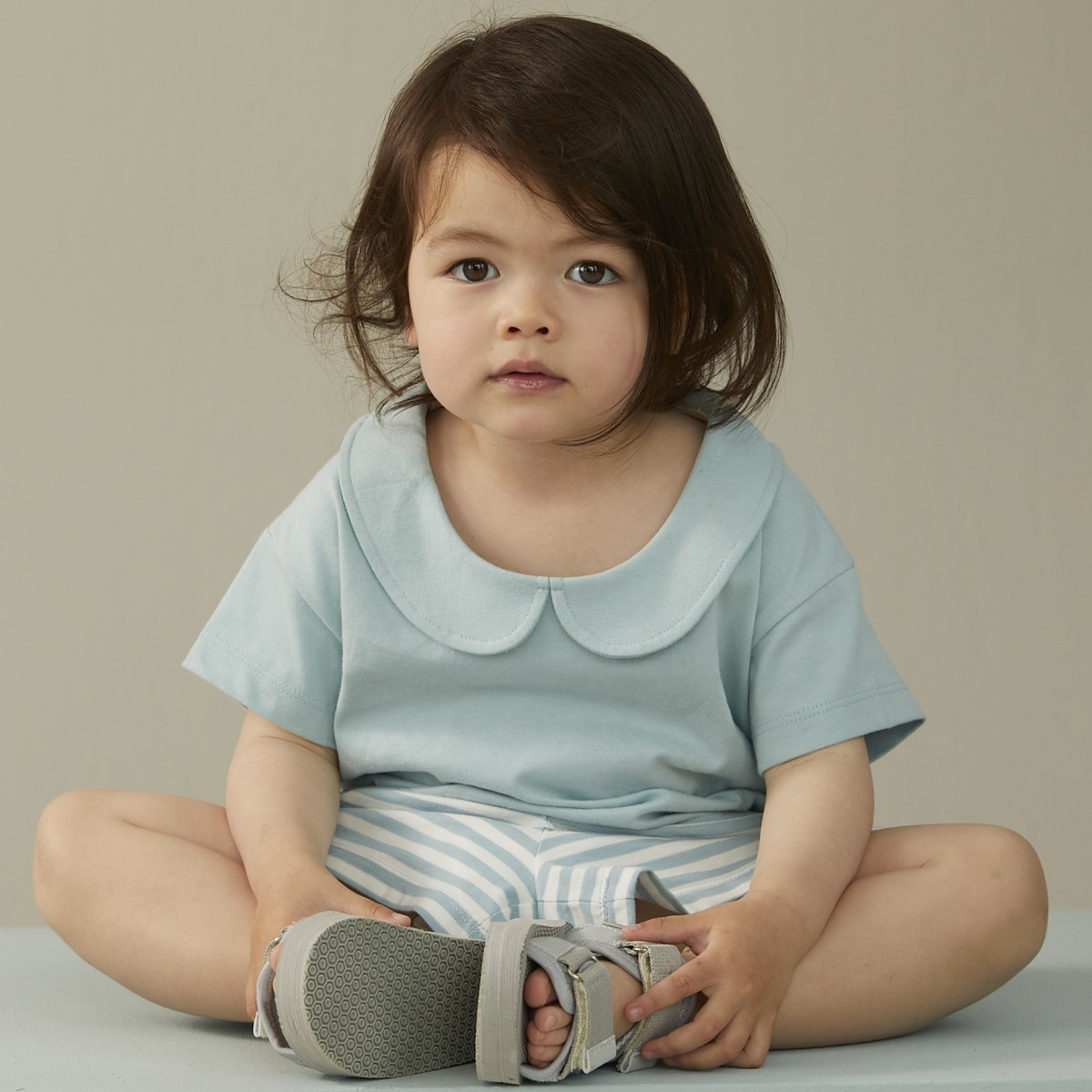 Boxy Collar Top | Blue Grey