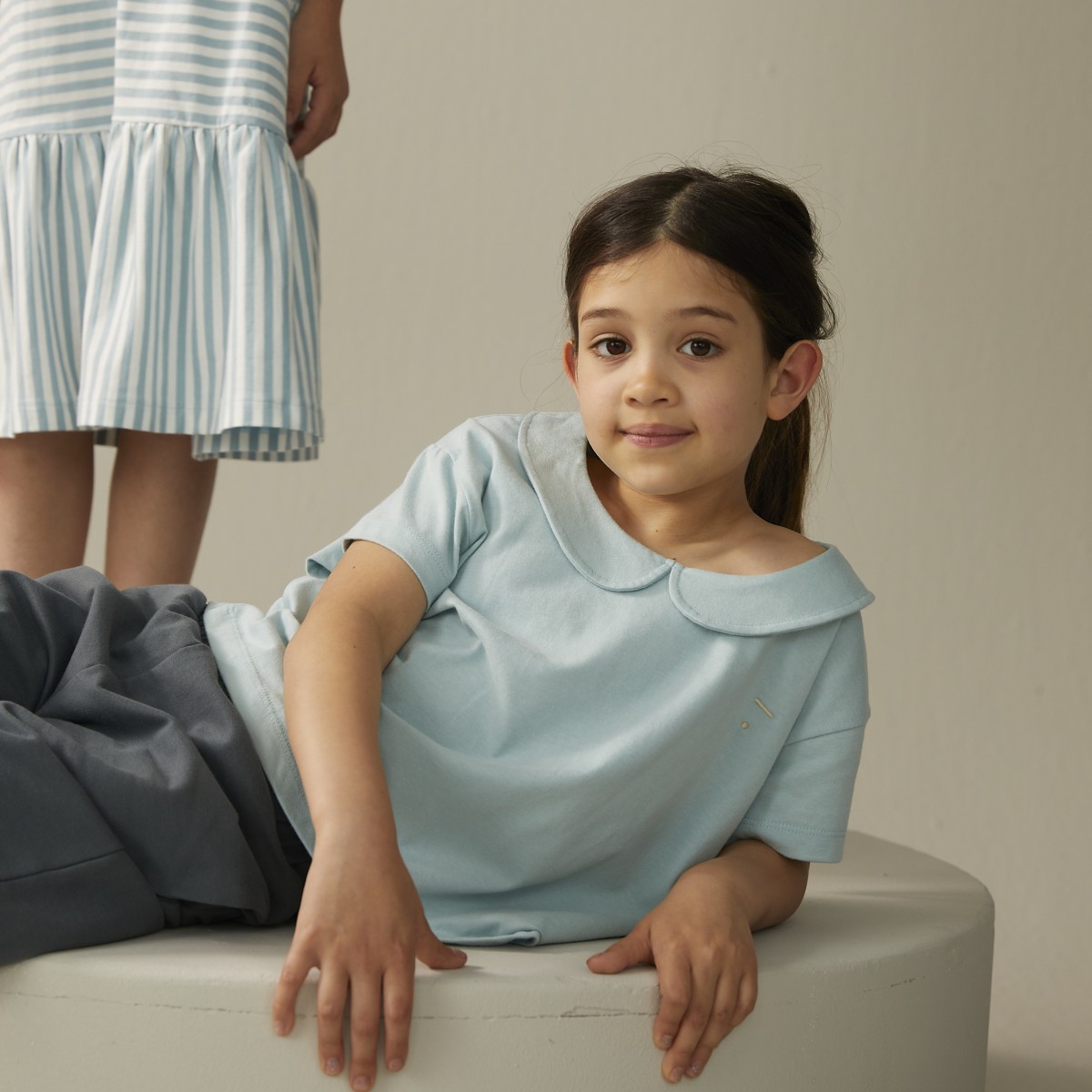 Boxy Collar Top | Blue Grey