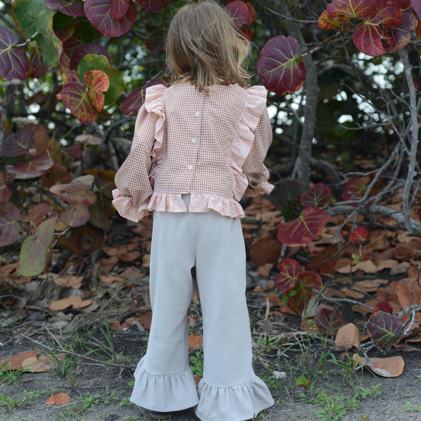 LEONOR Embroidery Strip Ruffles Blouse Argile Squares