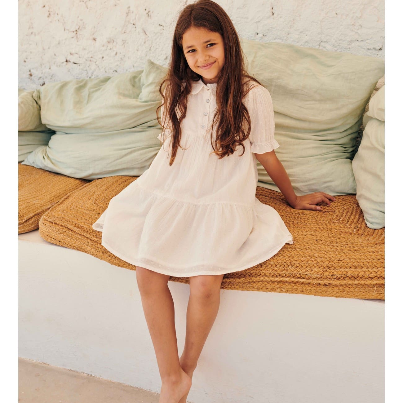 Lurex Plumeti Dress | Talc