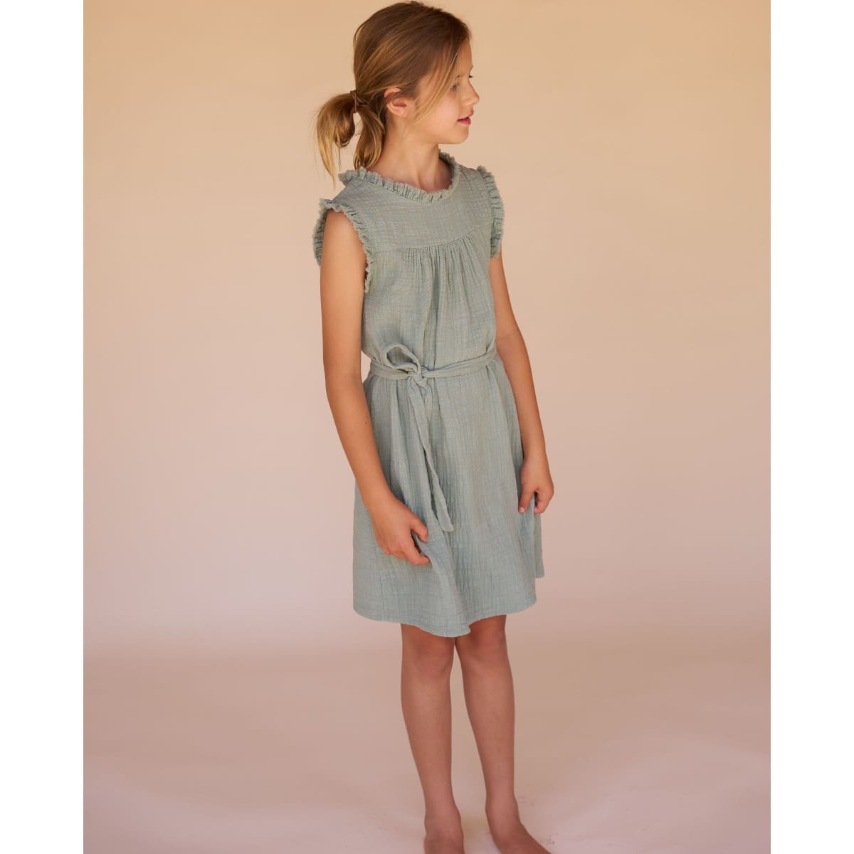 24127 Dress Ruffles | Grey Green