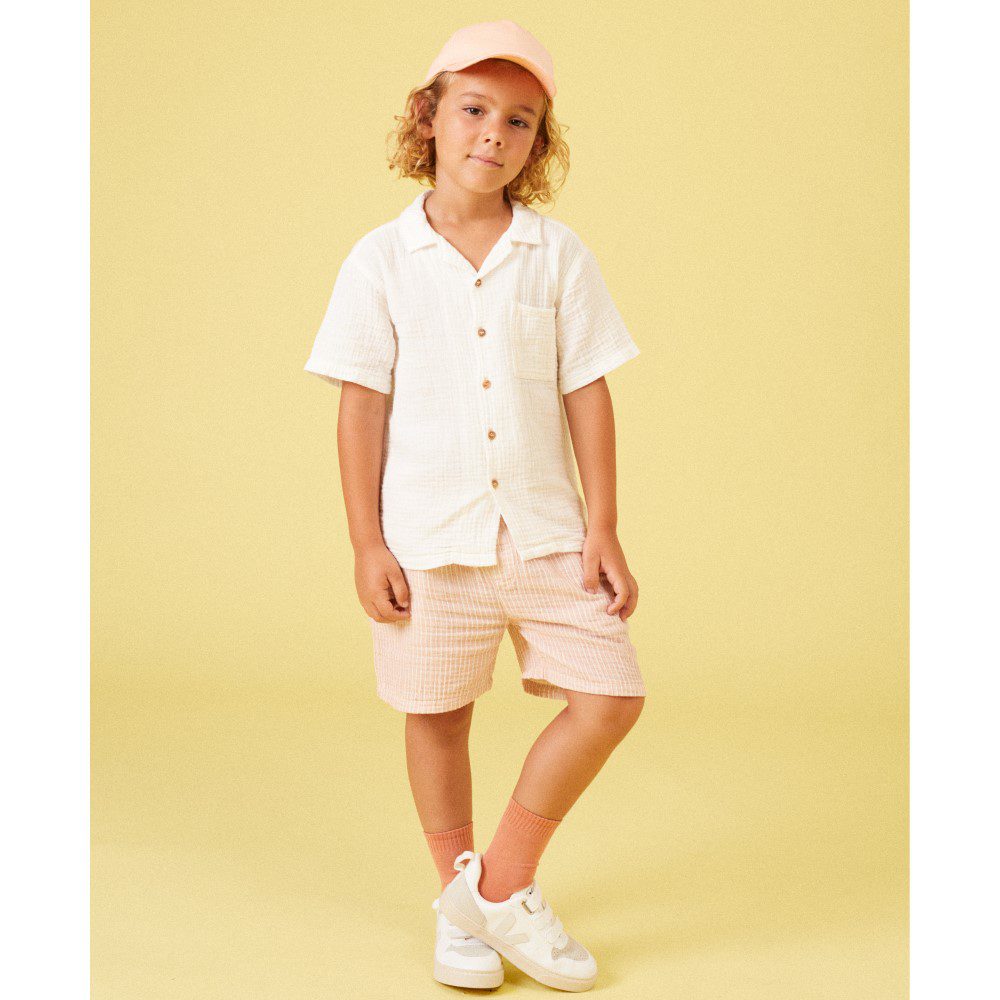 Alioth Gauze Shirt & Asier Gauze Stripe Bermuda Shorts