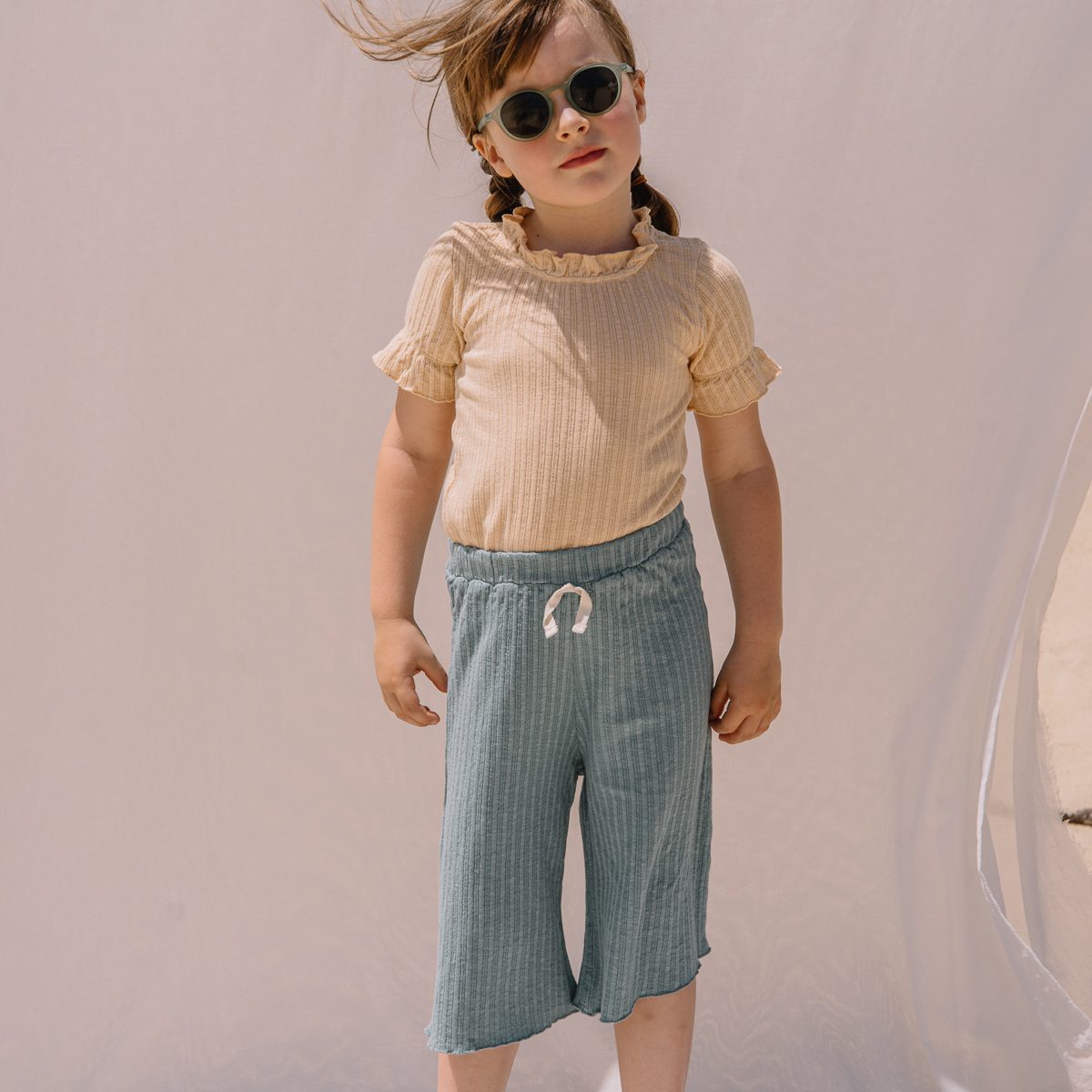 Vanilla Rib Crop Top & Cactus Rib Skirt Pants