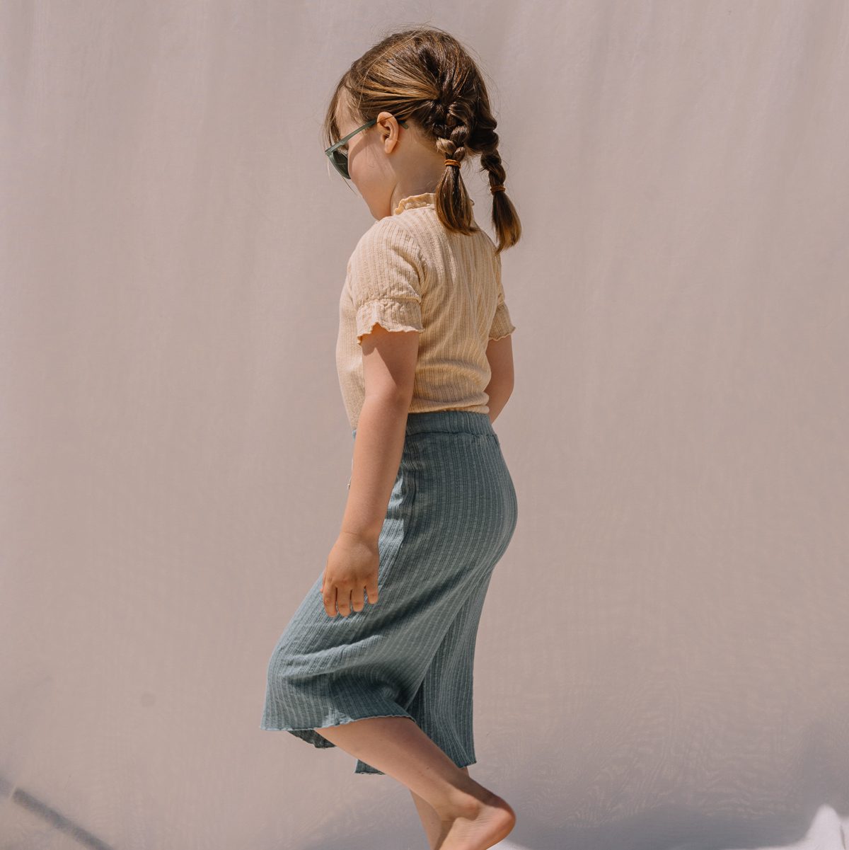 Vanilla Rib Crop Top & Cactus Rib Skirt Pants