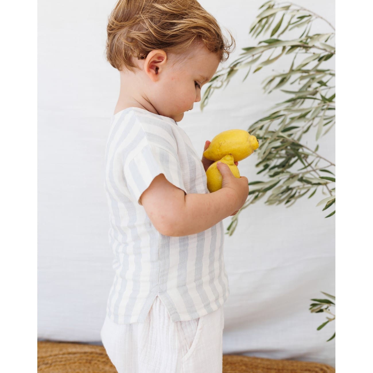 BB Stripes Shirt & Muslin Pants | Blue Stone/Talc