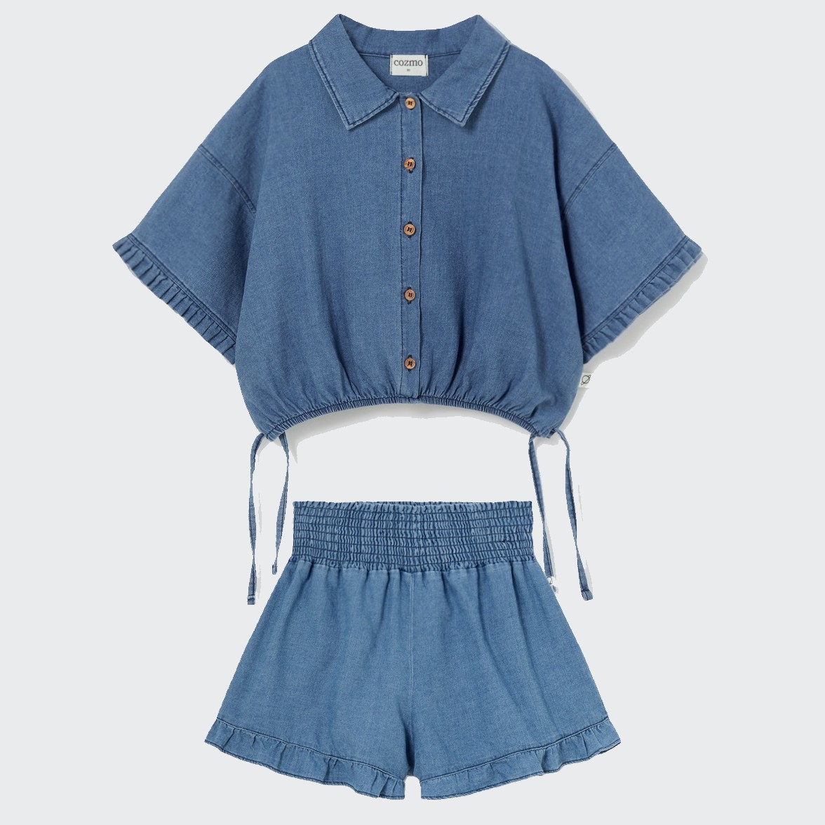 Lucak Twill Denim Blouse & Anaisk Twill Denim Shorts
