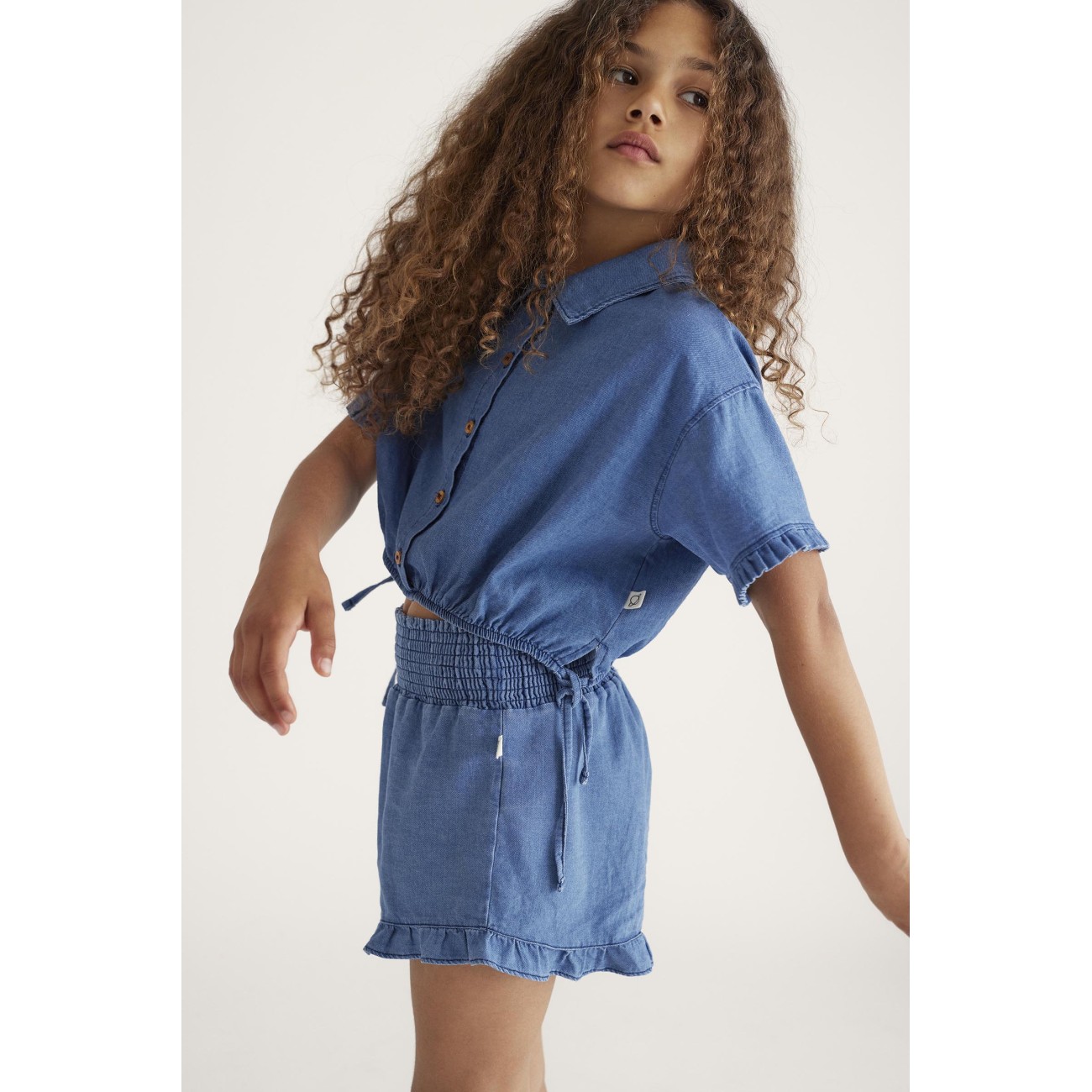 Lucak Twill Denim Blouse & Anaisk Twill Denim Shorts