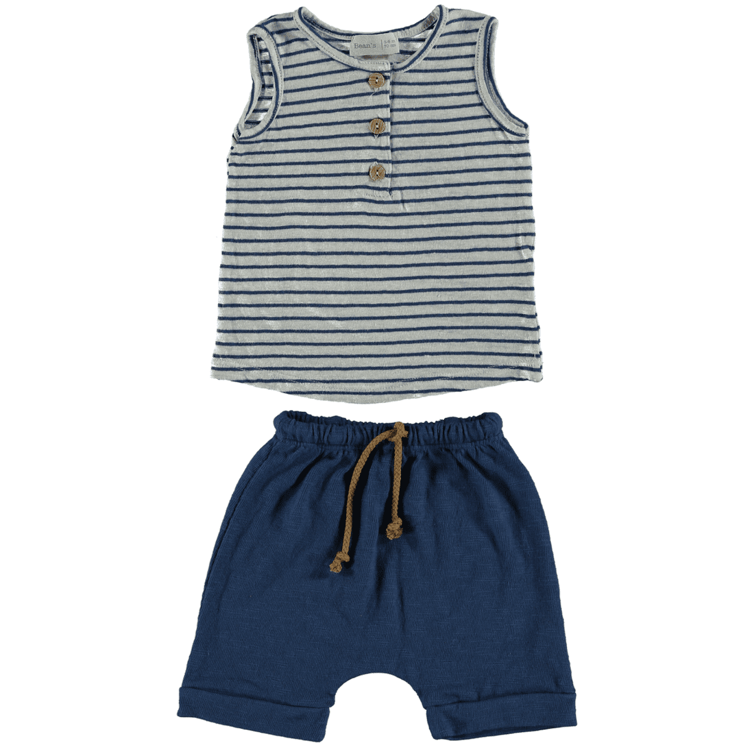 Linen Top & Cotton Shorts Blue
