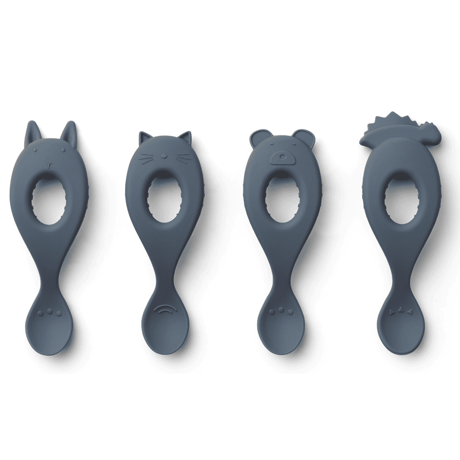 Liva Silicone Spoon 4 Pack | Blue Wave