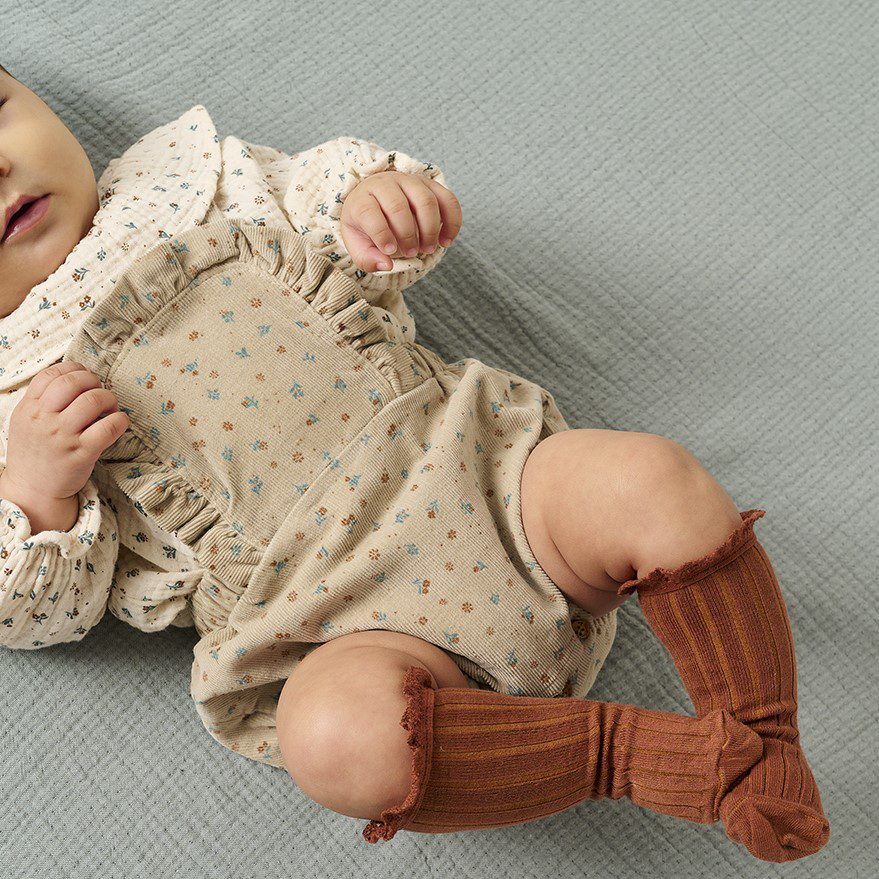 Floral Gauze Blouse &  Floral Corduroy Romper