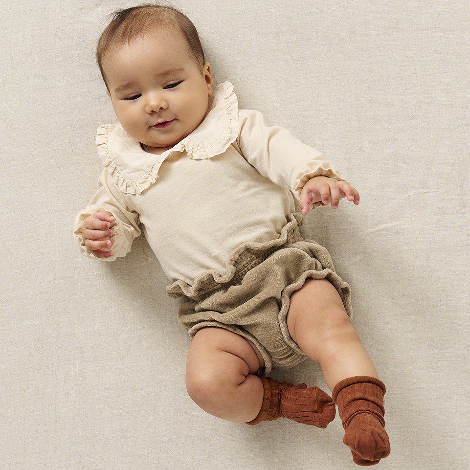 Basic Collar Bodysuit & Velour Bloomers