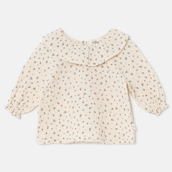 Floral Gauze Blouse &  Floral Corduroy Romper