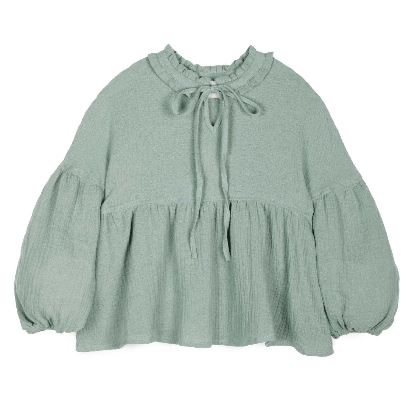 Muslin Balloon Sleeve Blouse