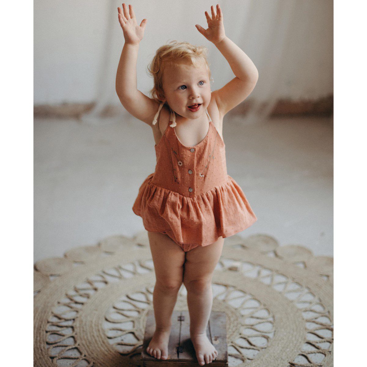 Organic Romper Suit with Straps | Coral