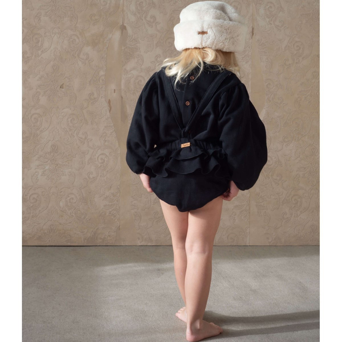 Frill Culotte W/ Removable Straps & Embroidered Blouse | Black