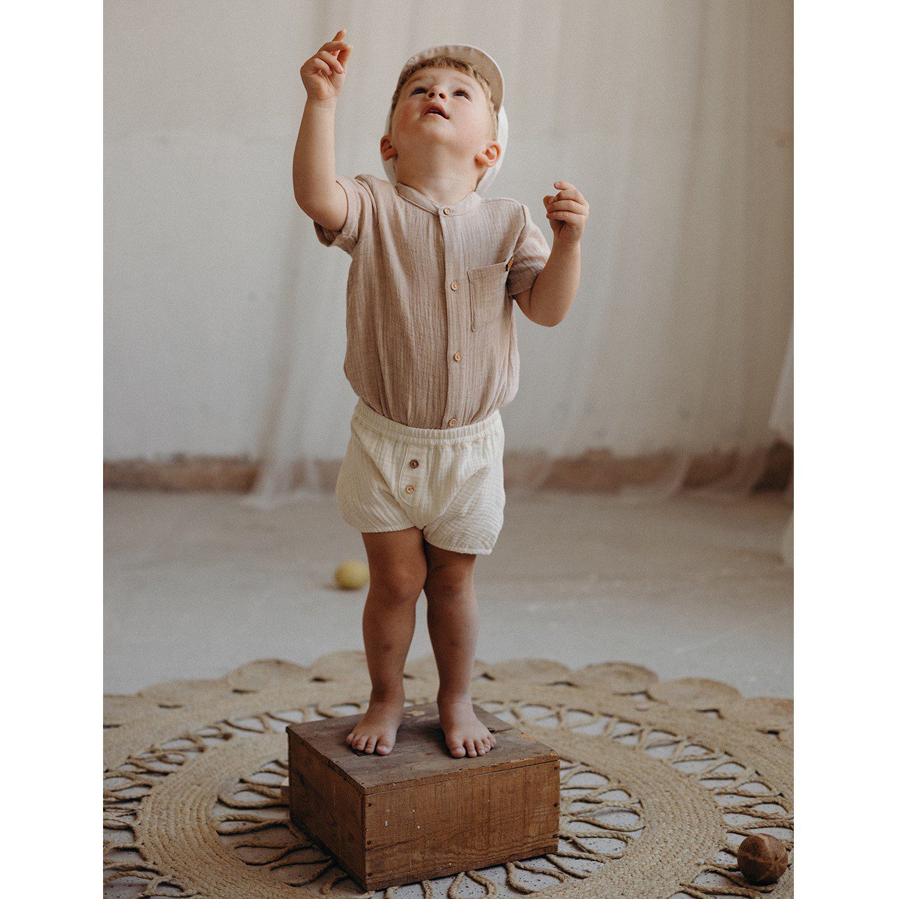 Sand Romper Suit & Off-white Organic Culotte