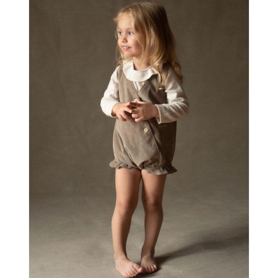Off White Knitted Romper Suit & Taupe Crossover Romper Suit