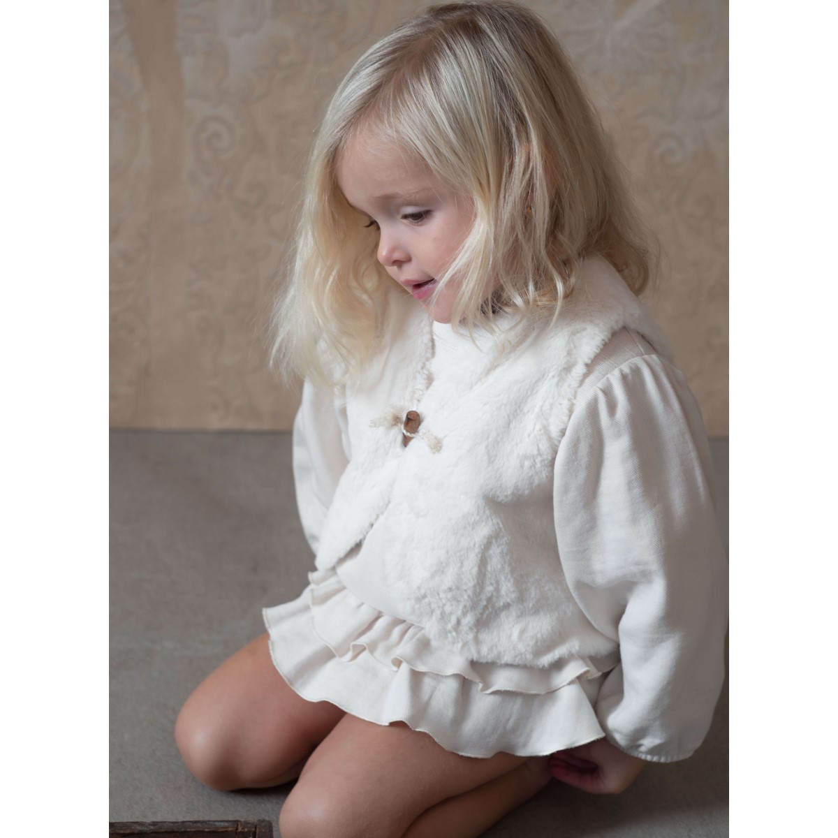 White Faux Fur Mini Waistcoat