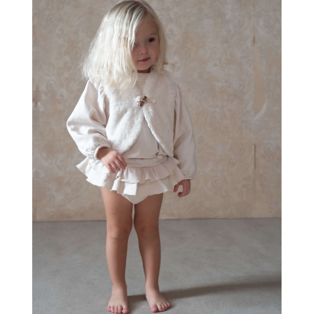 White Faux Fur Mini Waistcoat